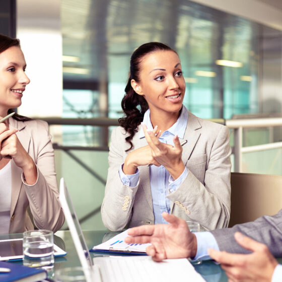 Home 21 businesspeople discussing financial plan small